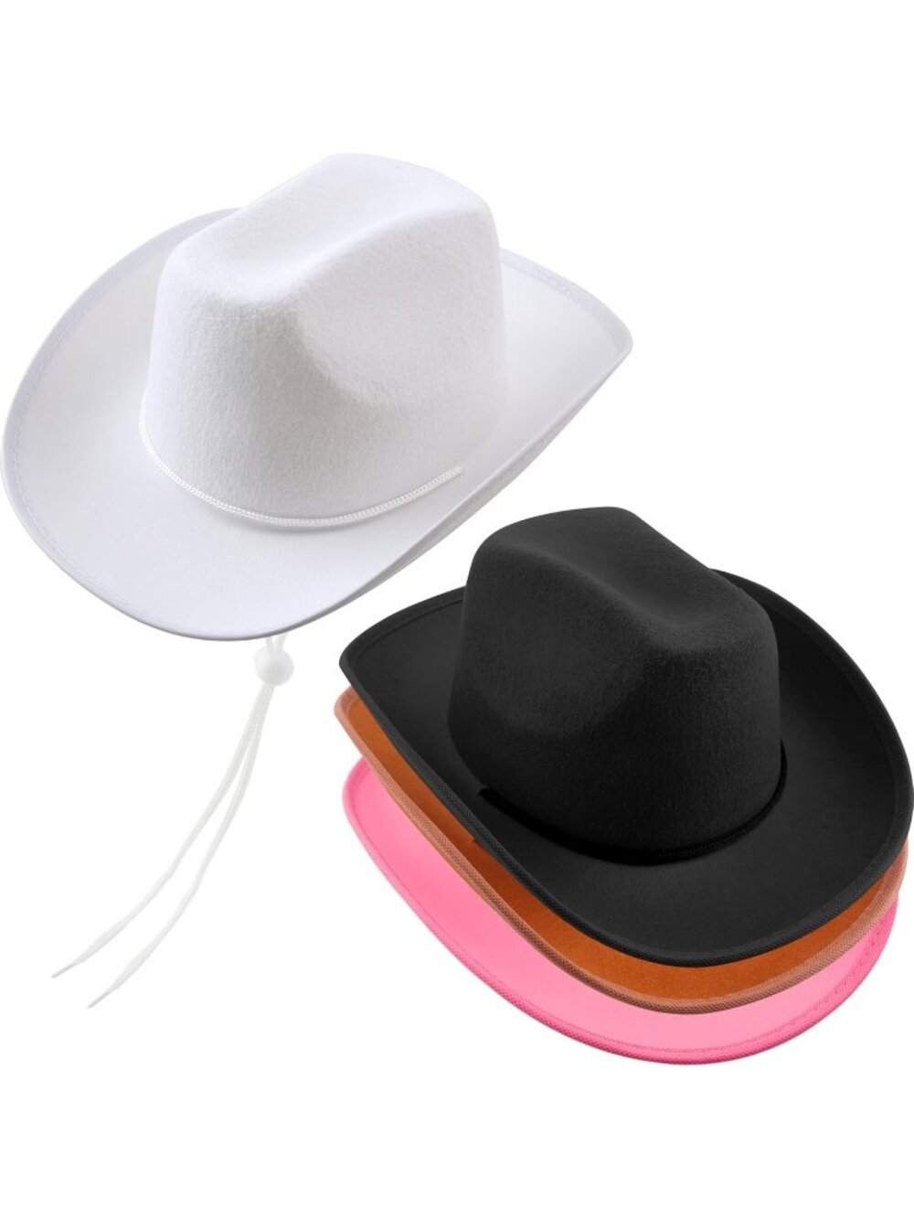 Kids Brown Black Plain Felt Western Plain Cowboy Cowboy Hat 4 Pack for Cosplay